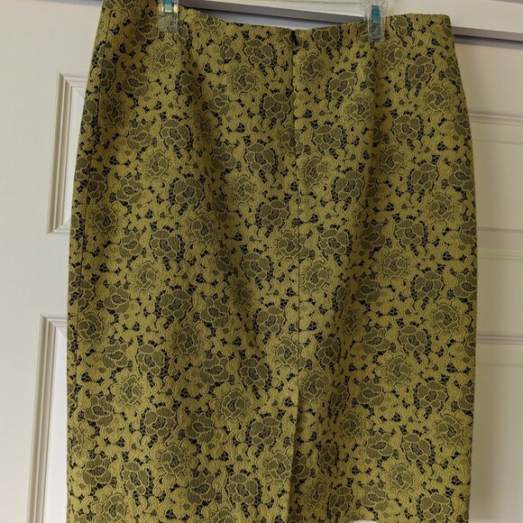 Boden Black Chartreuse Jacquard Pencil skirt - Picture 3 of 3